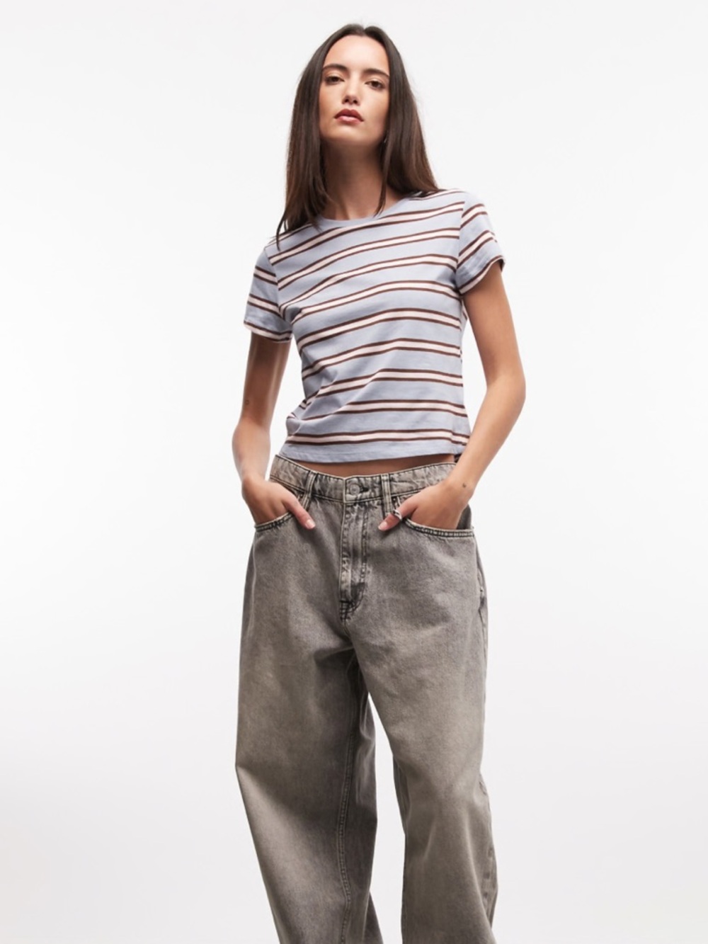 Monki t-shirt in blue stripes
